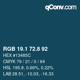 Color code: RGB 19.1 72.8 92 | qconv.com