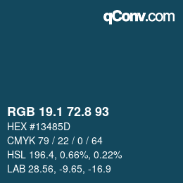Color code: RGB 19.1 72.8 93 | qconv.com