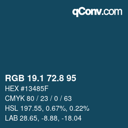 Color code: RGB 19.1 72.8 95 | qconv.com