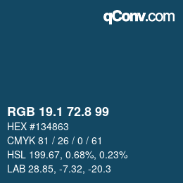 カラーコード: RGB 19.1 72.8 99 | qconv.com