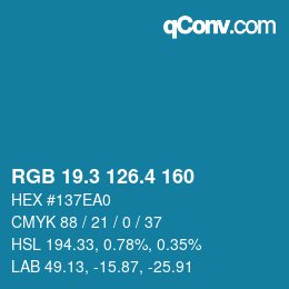 カラーコード: RGB 19.3 126.4 160 | qconv.com