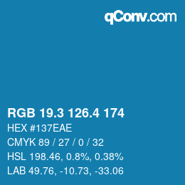 カラーコード: RGB 19.3 126.4 174 | qconv.com