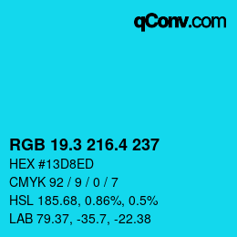 カラーコード: RGB 19.3 216.4 237 | qconv.com