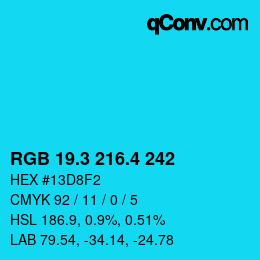 カラーコード: RGB 19.3 216.4 242 | qconv.com
