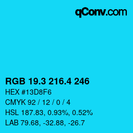 カラーコード: RGB 19.3 216.4 246 | qconv.com