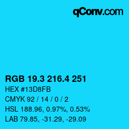 カラーコード: RGB 19.3 216.4 251 | qconv.com