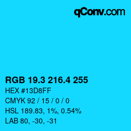カラーコード: RGB 19.3 216.4 255 | qconv.com