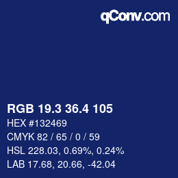 カラーコード: RGB 19.3 36.4 105 | qconv.com