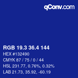 カラーコード: RGB 19.3 36.4 144 | qconv.com