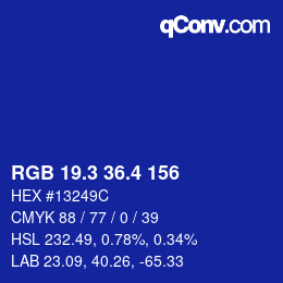 カラーコード: RGB 19.3 36.4 156 | qconv.com