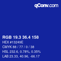カラーコード: RGB 19.3 36.4 158 | qconv.com