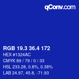 カラーコード: RGB 19.3 36.4 172 | qconv.com