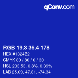 カラーコード: RGB 19.3 36.4 178 | qconv.com