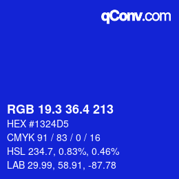 カラーコード: RGB 19.3 36.4 213 | qconv.com