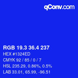 カラーコード: RGB 19.3 36.4 237 | qconv.com