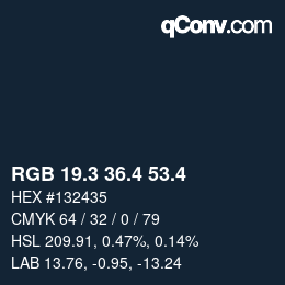 カラーコード: RGB 19.3 36.4 53.4 | qconv.com
