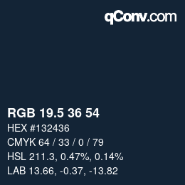 Color code: RGB 19.5 36 54 | qconv.com