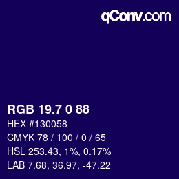 カラーコード: RGB 19.7 0 88 | qconv.com