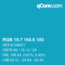 カラーコード: RGB 19.7 164.6 193 | qconv.com