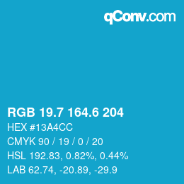 カラーコード: RGB 19.7 164.6 204 | qconv.com