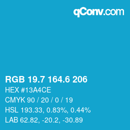 カラーコード: RGB 19.7 164.6 206 | qconv.com