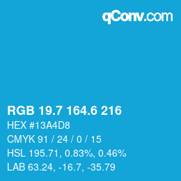 カラーコード: RGB 19.7 164.6 216 | qconv.com