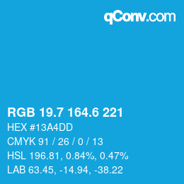 カラーコード: RGB 19.7 164.6 221 | qconv.com