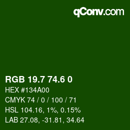 カラーコード: RGB 19.7 74.6 0 | qconv.com
