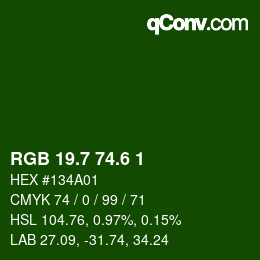 カラーコード: RGB 19.7 74.6 1 | qconv.com