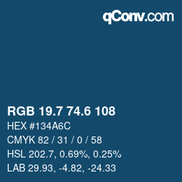 カラーコード: RGB 19.7 74.6 108 | qconv.com