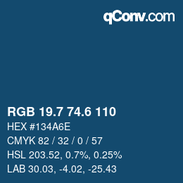 カラーコード: RGB 19.7 74.6 110 | qconv.com