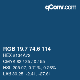 カラーコード: RGB 19.7 74.6 114 | qconv.com