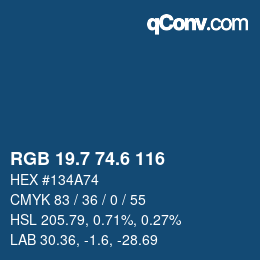 カラーコード: RGB 19.7 74.6 116 | qconv.com