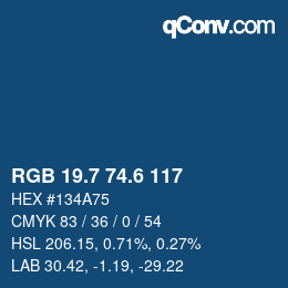 カラーコード: RGB 19.7 74.6 117 | qconv.com