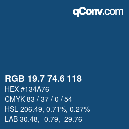 カラーコード: RGB 19.7 74.6 118 | qconv.com