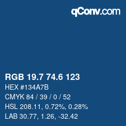カラーコード: RGB 19.7 74.6 123 | qconv.com