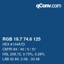 カラーコード: RGB 19.7 74.6 125 | qconv.com
