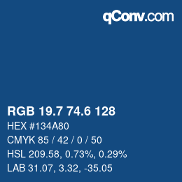 カラーコード: RGB 19.7 74.6 128 | qconv.com