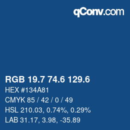 カラーコード: RGB 19.7 74.6 129.6 | qconv.com