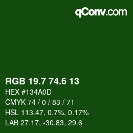 カラーコード: RGB 19.7 74.6 13 | qconv.com