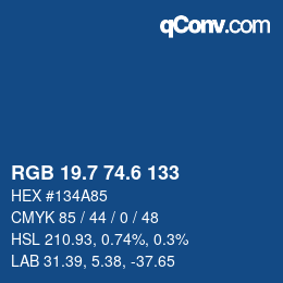 カラーコード: RGB 19.7 74.6 133 | qconv.com