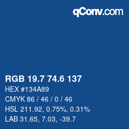 カラーコード: RGB 19.7 74.6 137 | qconv.com