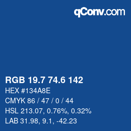 カラーコード: RGB 19.7 74.6 142 | qconv.com