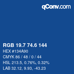 カラーコード: RGB 19.7 74.6 144 | qconv.com