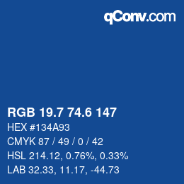 カラーコード: RGB 19.7 74.6 147 | qconv.com