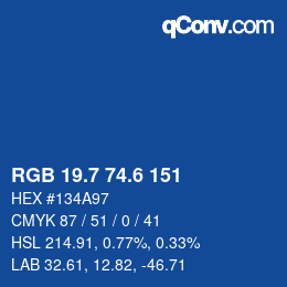 カラーコード: RGB 19.7 74.6 151 | qconv.com
