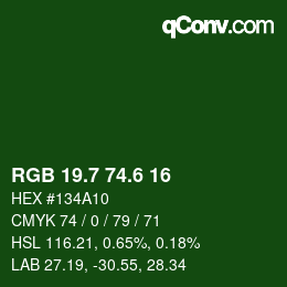 カラーコード: RGB 19.7 74.6 16 | qconv.com
