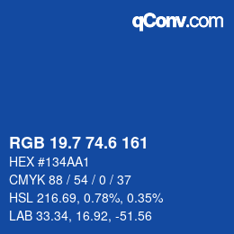カラーコード: RGB 19.7 74.6 161 | qconv.com