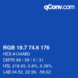 カラーコード: RGB 19.7 74.6 176 | qconv.com