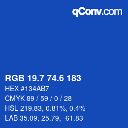 カラーコード: RGB 19.7 74.6 183 | qconv.com